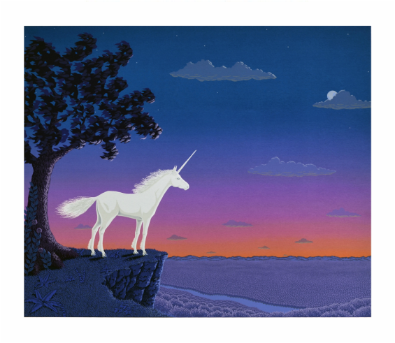 Silkscreen - Unicorn - Cliff at Sunset